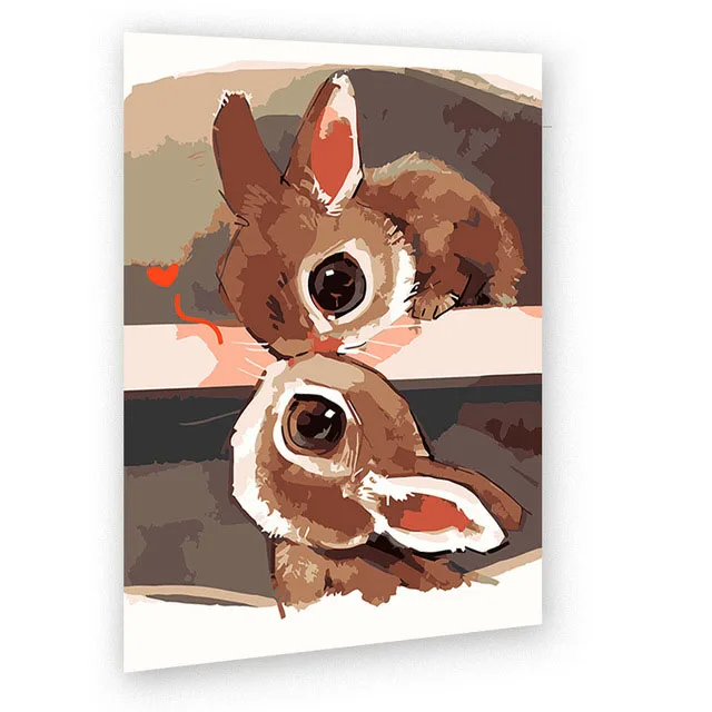 

animal Couple rabbits diy digital oil painting children with kits for adult kids coloring number birthday