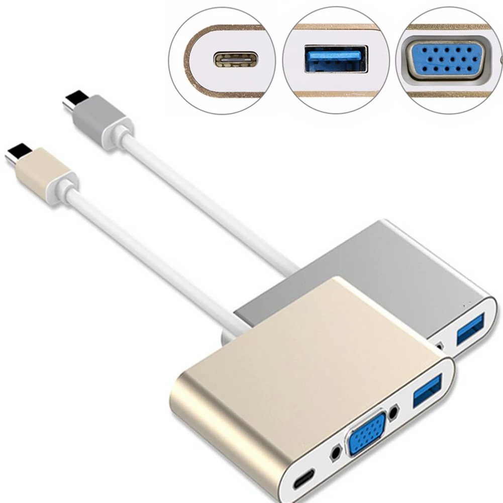 Модный 3-в-1 USB 3 1 Type C к VGA адаптер кабель Type-C 0 зарядное устройство порт для зарядки