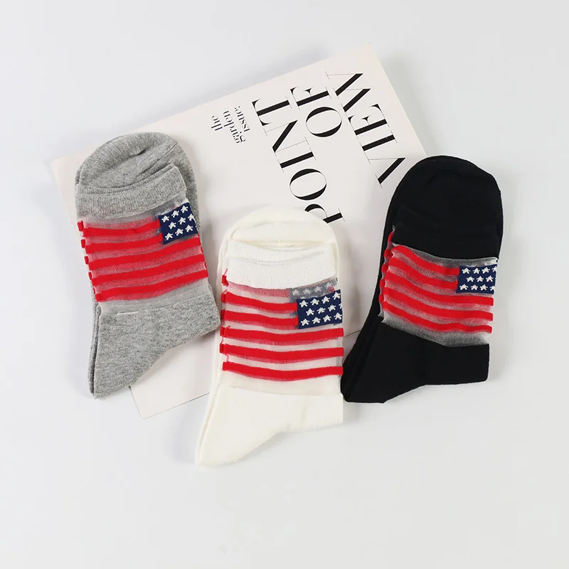 Женские хлопковые носки до щиколотки с американским флагом | Женская одежда