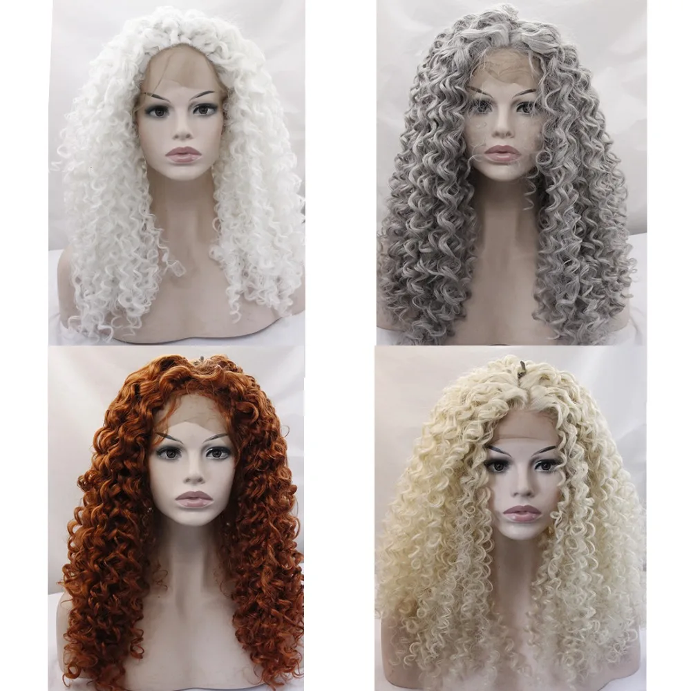 Волос SW длинные Kinky Фигурные синтетические Синтетические волосы на кружеве парик