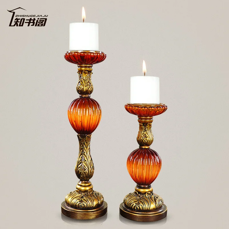 

European court luxurious classical process transparent resin sleeve 2 new home romantic wedding candelabra Decoration Decoration