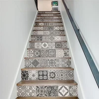 13 piecesset creative diy 3d stairway stickers ceramic tiles pattern for house stairs decoration large staircase wall sticker