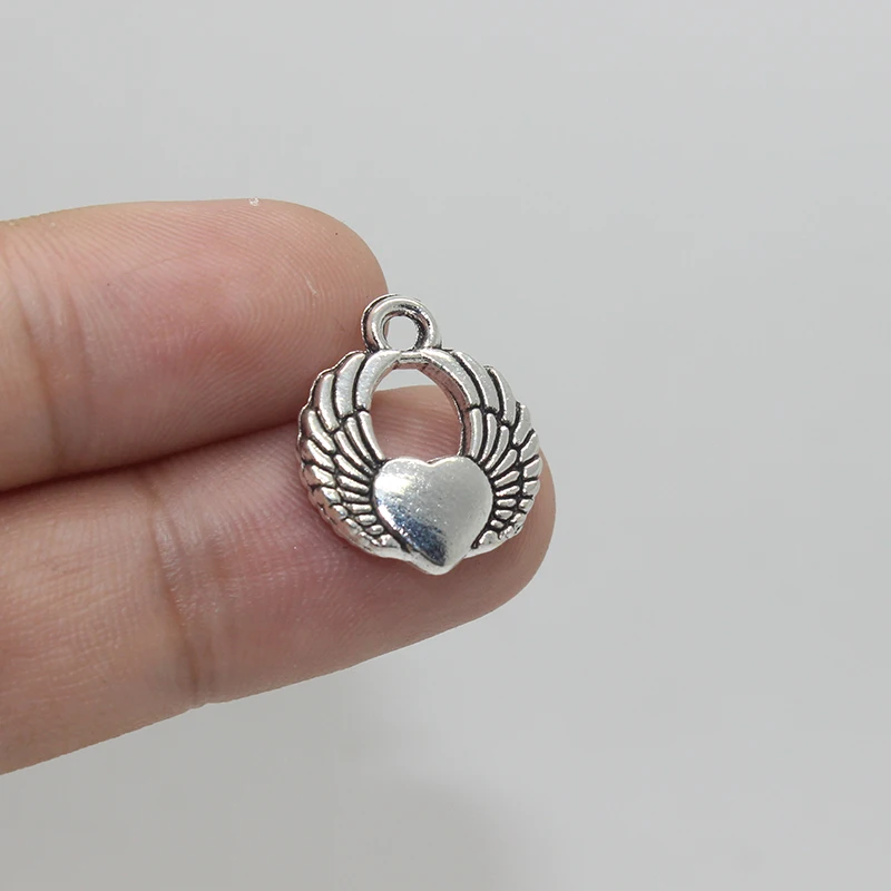 20pcs-- Wing Charms Antique Silver bronze 2 Sided 10x23mm Heart Angel pendantpendant | Pendants