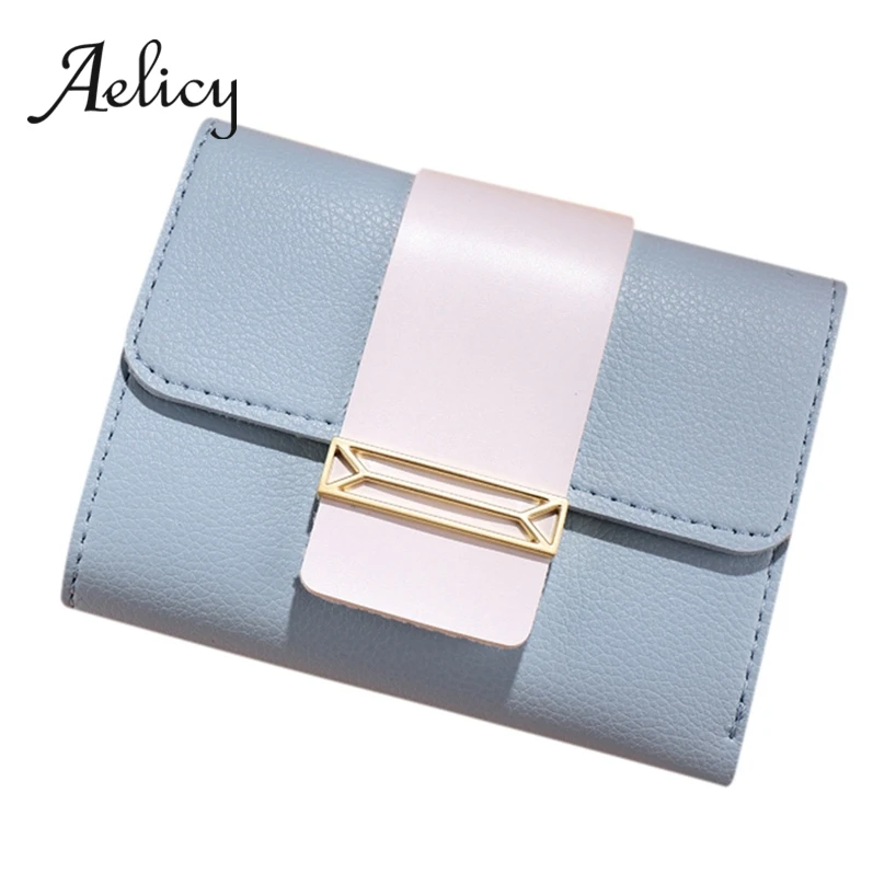 Aelicy женский простой короткий кошелек кожаный Повседневный три сложения для