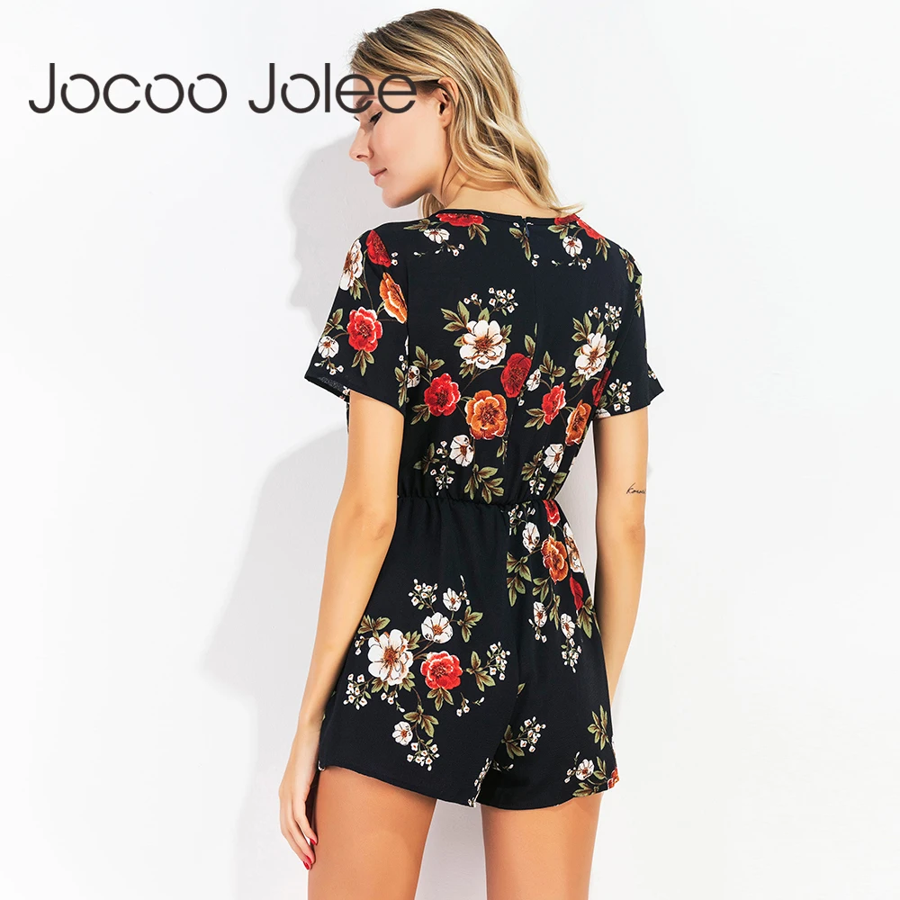 Jocoo Jolee пикантные Цветочные Комбинезоны На Шнуровке Для женщин в богемном стиле