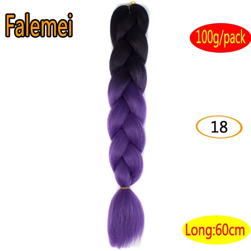 P4/27 FALEMEI 100 г/упак. 24 дюйма, вязанные косички, волосы, Омбре, два тона, цветные, огромные косички, волосы, синтетические волосы для кукол, вязанные волосы - Цвет: P4/27