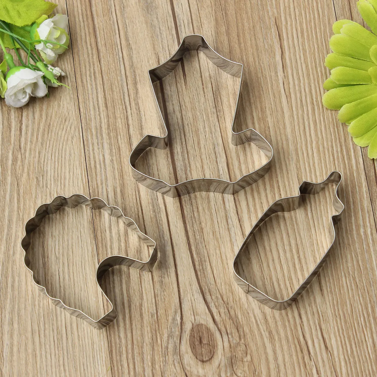 3Pcs Stainless Steel Baby Shower Bottle Cutter Mold DIY Cake Pastry Set | Дом и сад