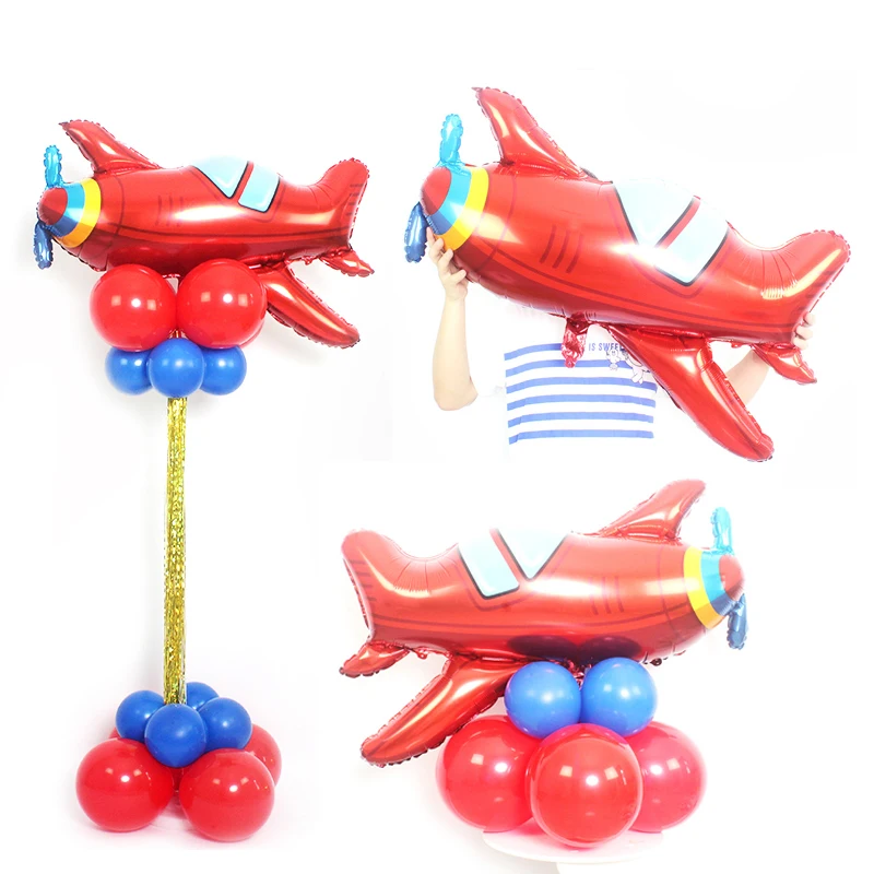 

Giant 96x80cm fighter balloons column inflatable helium foil flying helicopter plane ballons decoration kids 1st birthday baloon