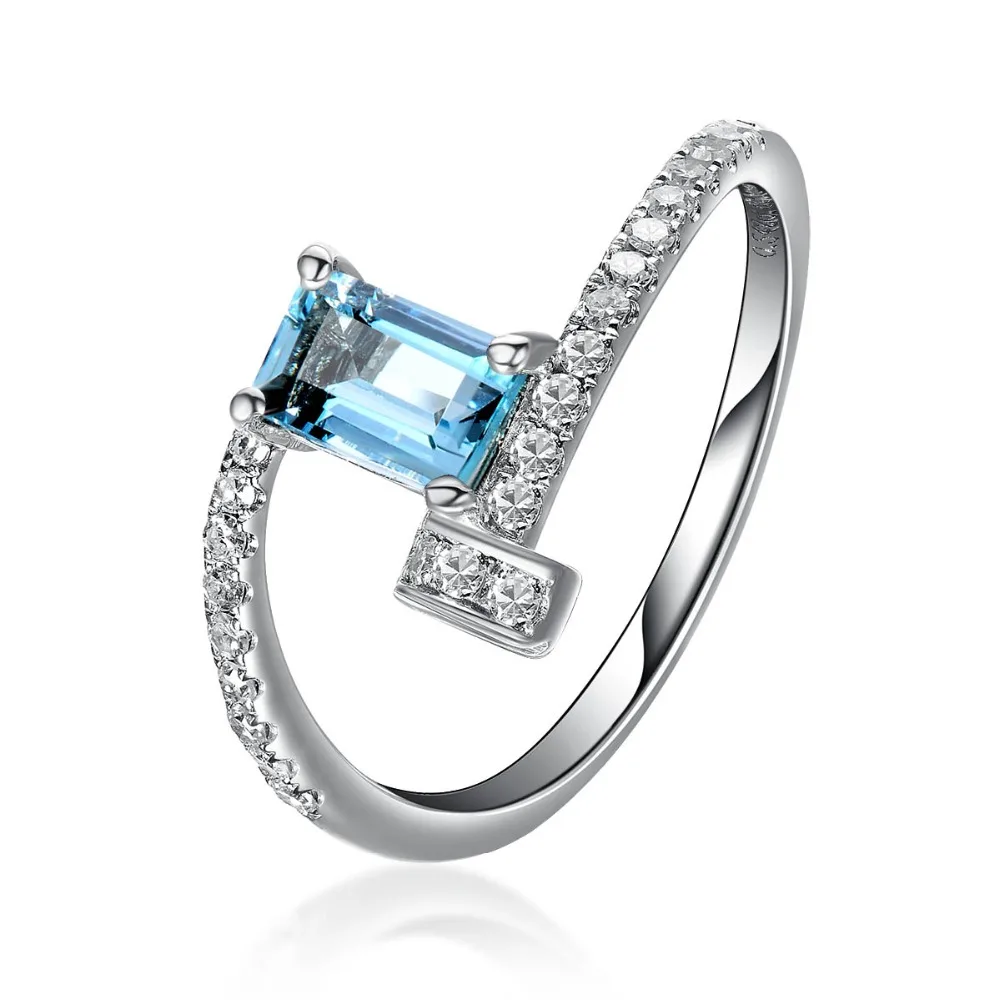 Lohaspie однотонное 18k Белое Золото 0.48ct Натуральный аквамарин и бриллиант Clou