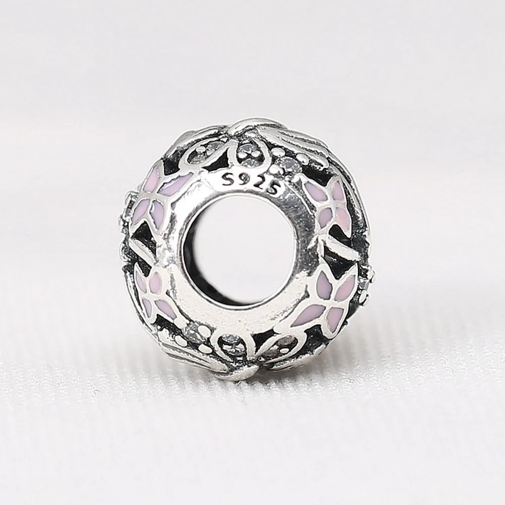 Аутентичный серебряные бусины 925 пробы цветок фея глазурь хрустальный бисер для