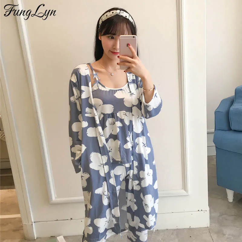 FLC111 одежда для отдыха комплект из 3 предметов пижама с цветами Feminino Пижама Femme Pigiama