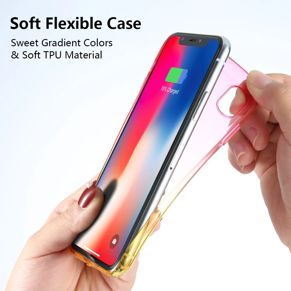 Мягкий градиентный чехол KISSCASE для iPhone X 10 7 8 6 Plus Ультратонкий Прозрачный 6s plus 5 5S SE |