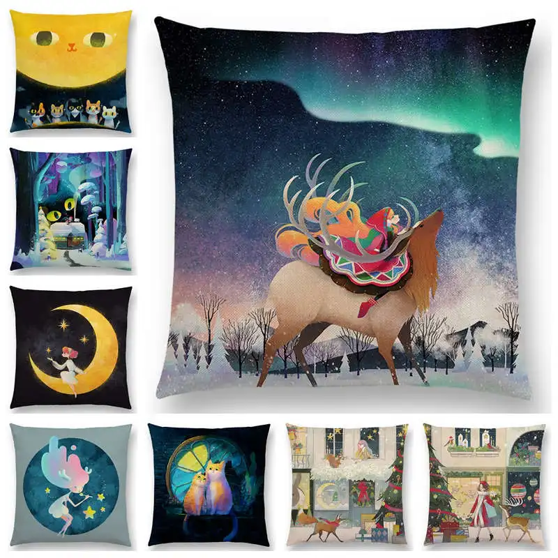 Теплая подушка для дивана с изображением милых мультяшных животных маленьких