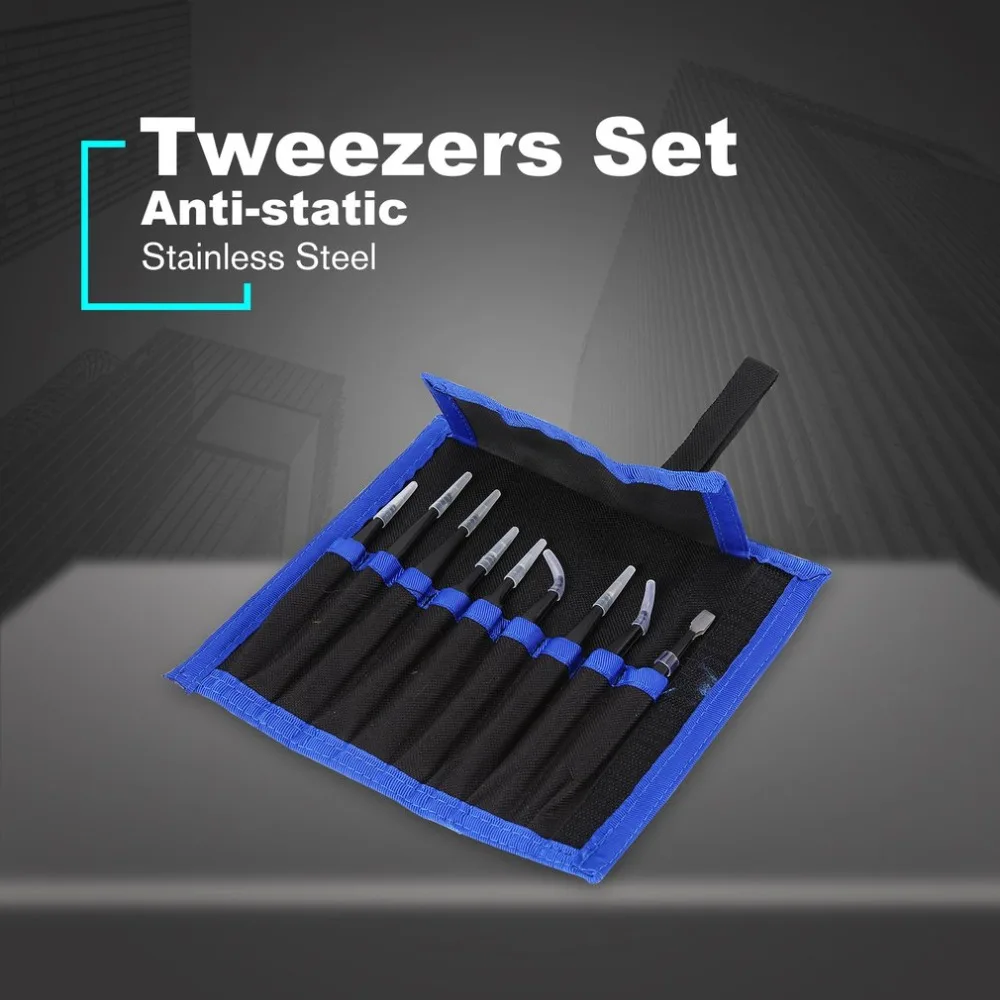 9 шт./лот Набор прецизионных пинцетов из нержавеющей стали для ремонта