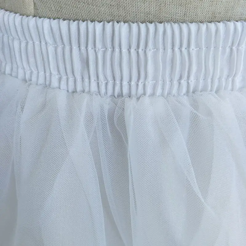 

Women Bridal Single Layer Chiffon Lolita Short Petticoat Tutu Skirt 2 Steel Ring Hoop Floral Lace Trim Princess Bustle Wedding