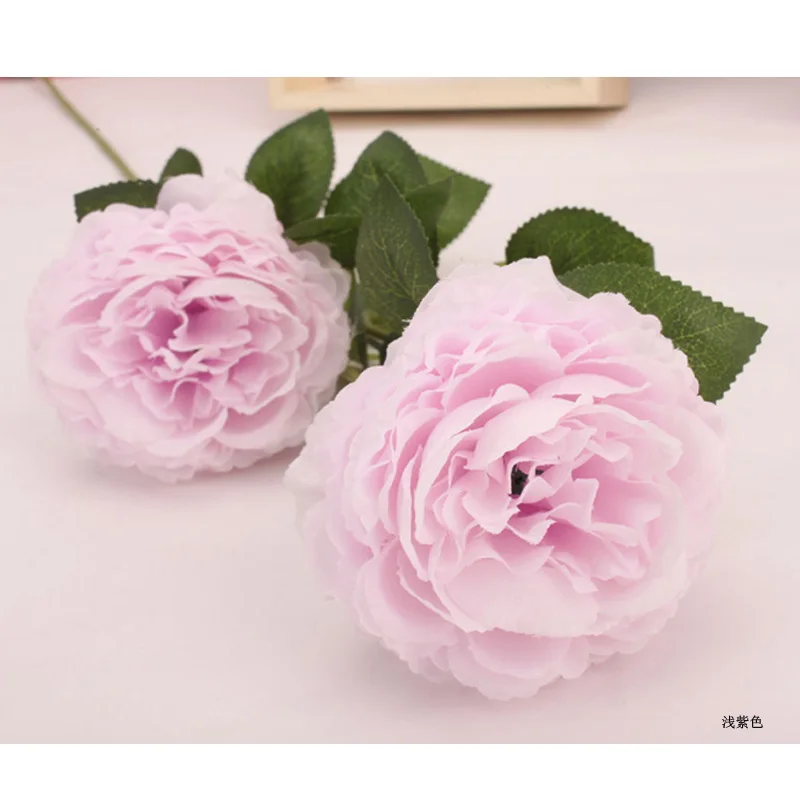 1 1PCS 3 Heads Fake Flowers Artificial Silk Bridal Wedding Decoration Wreath Bunch Home Decor Artificial Flowers Peony Real Touch - Цвет: 1
