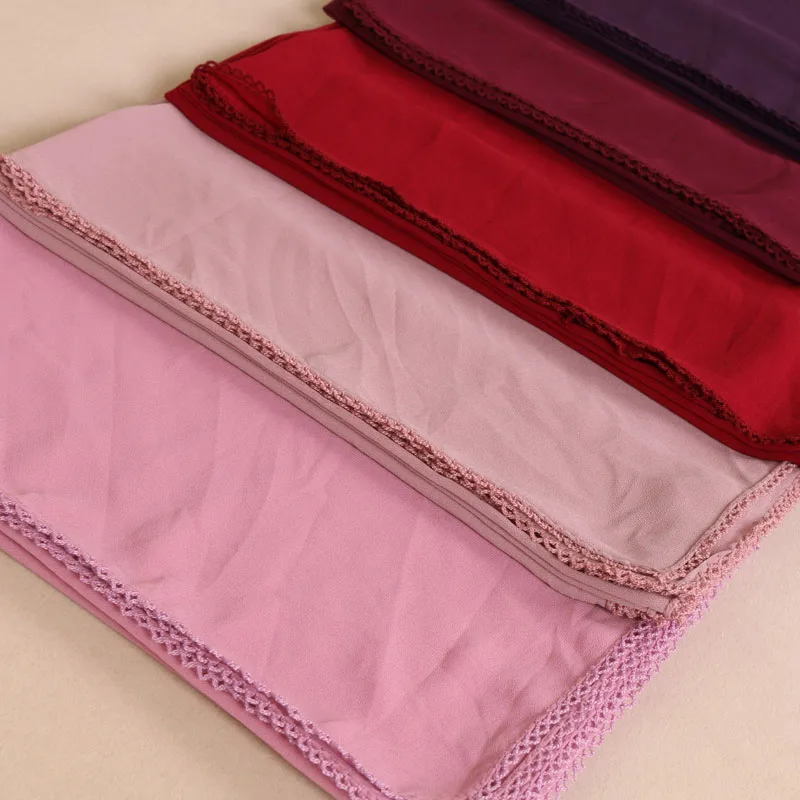 34 Цвета Новый 2018 пузырь шифон хиджаб цветочный кружевной шарф Мусульманский