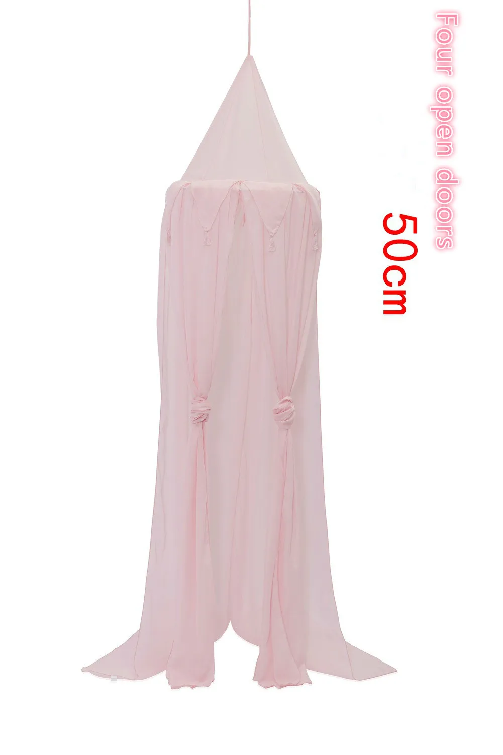 Pink Colour Ins стильный шифоновый навес с кисточками, москитная сетка, детские постельные принадлежности, купольная кровать, балдахин, хлопковая москитная сетка, декор для комнаты для девочек - Цвет: Pink Colour