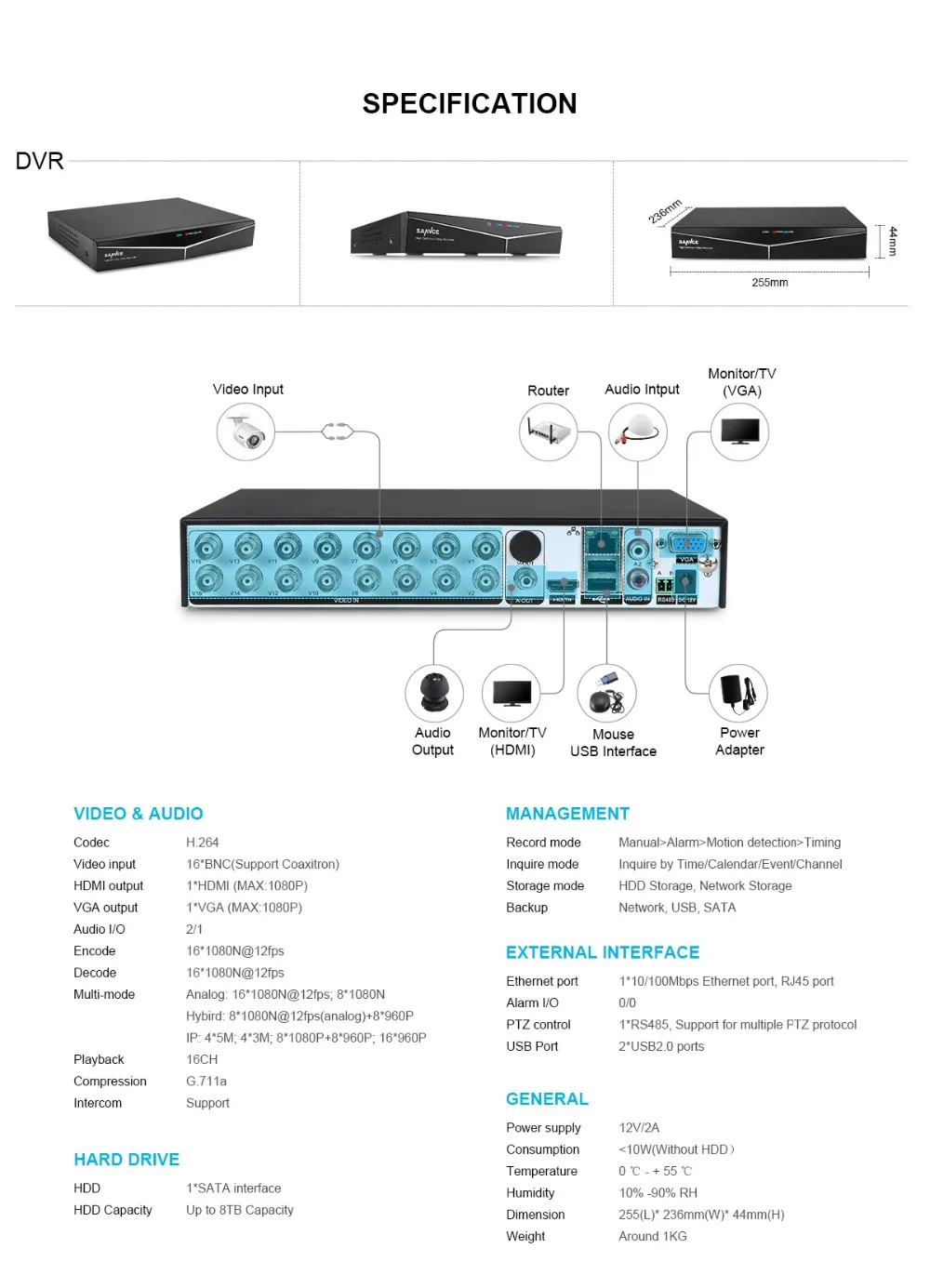 SANNCE 16CH CCTV система безопасности HD 1080N DVR 16 шт. 1.0MP водонепроницаемый ИК Открытый пуля камера видеонаблюдения комплект с 2 т HDD