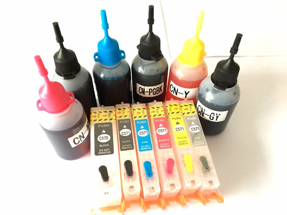 6 Colors PGI-570 CLI-571 Ink Refill Kit For Canon PIXMA MG7750 MG7751 MG7752 MG7753 printer With ARC Chips | Компьютеры и офис