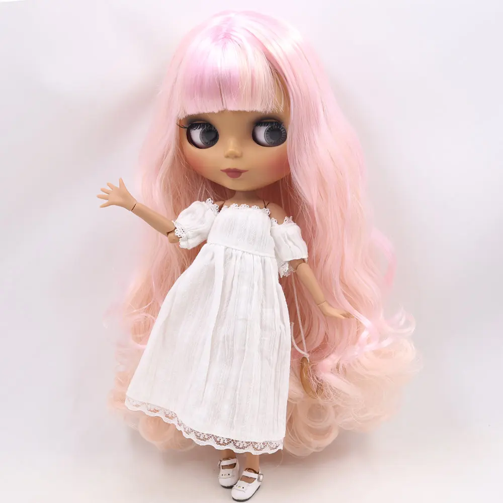 ICY Nude Blyth Кукла № BL1017/2352 розовый смешанные волосы суставы тела черная кожа матовое лицо 1/6 BJD