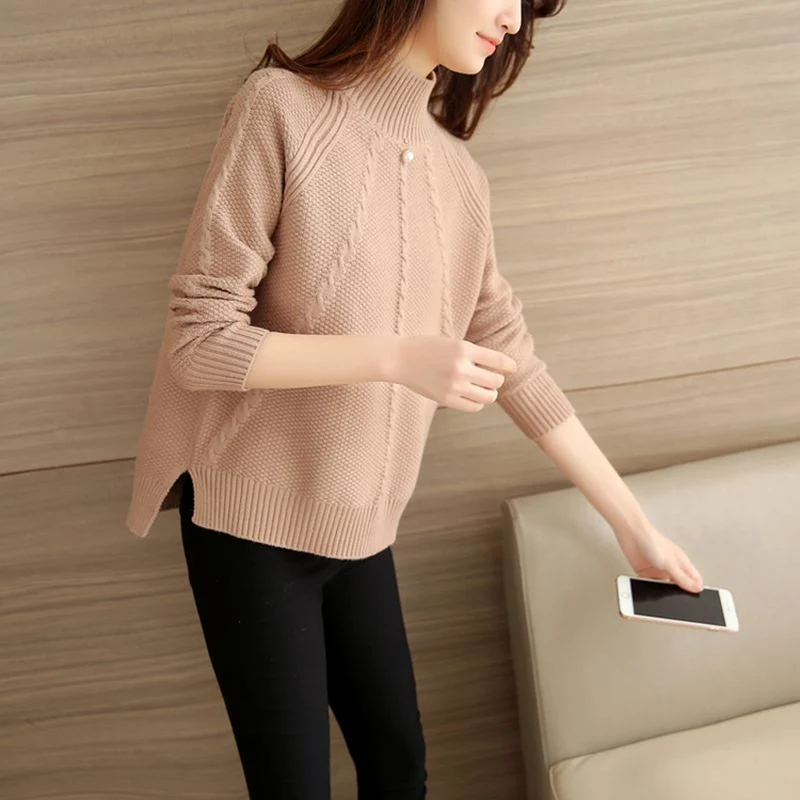 Зимний женский свитер модный однотонный короткий пуловер большого размера