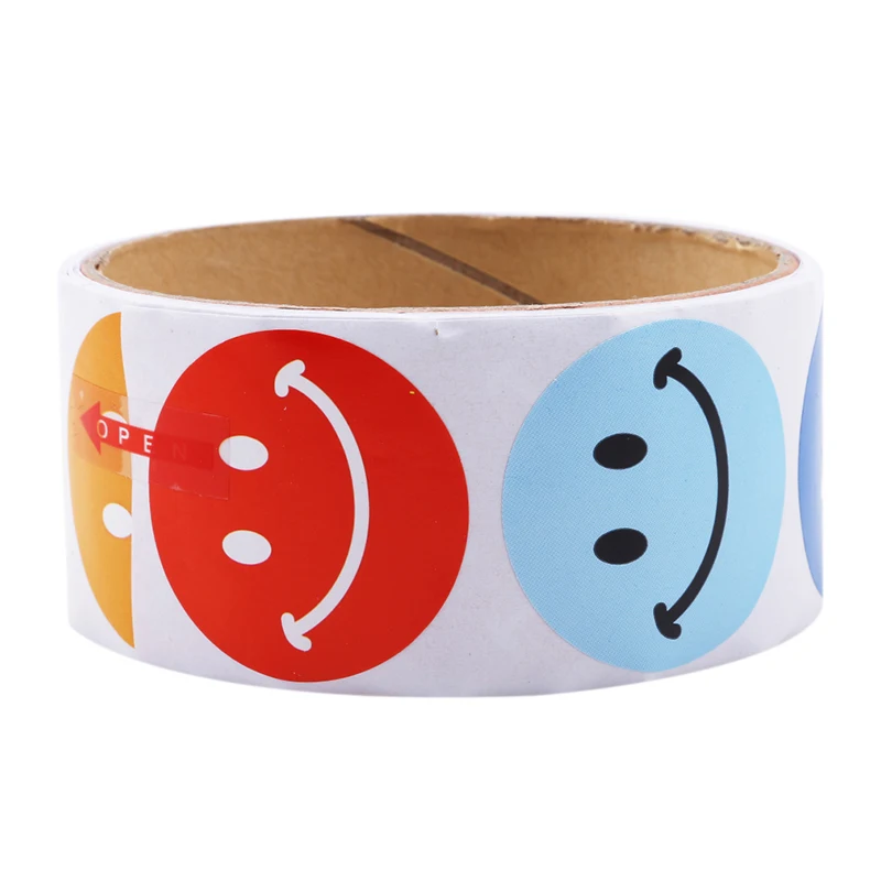 smile face 1 рулон(100 наклеек) милые Мультяшные бумажные наклейки в рулонах детские дикие животные смайлик любовь звезда Рождество День рождения - Цвет: smile face