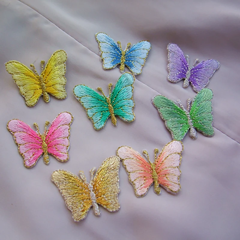 Бесплатная доставка железная одежда ткань Бабочка нашивка аппликация вышивка