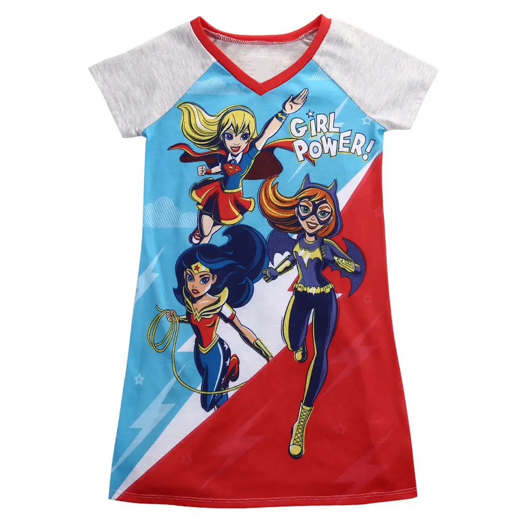 Топы с короткими рукавами для девочек от 5 до 14 лет супергерой милое Хлопковое