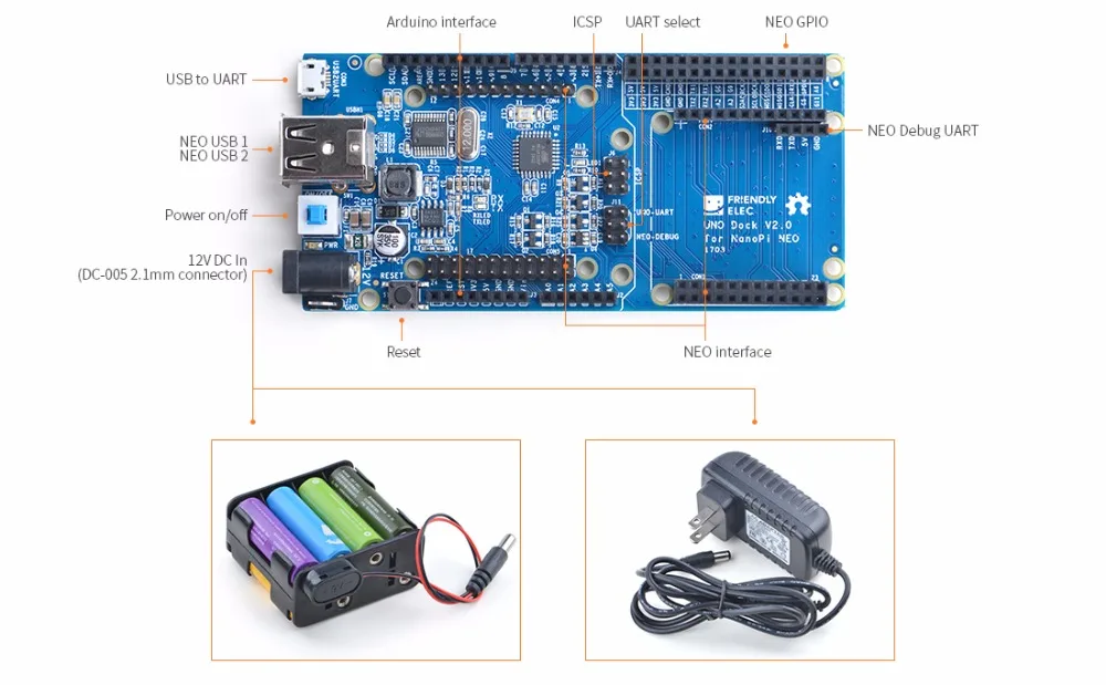 RealQvol FriendlyARM UNO Dock V2.0 для NanoPi NEO/Air/NEO2 поддержка BakeBit модули 2 x USB хост