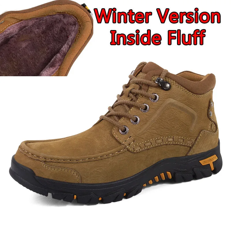 Winter Khaki SURGUT/Новое поступление года; сезон осень-зима; Мужские Кожаные стильные модные рабочие ботинки; Зимние ботильоны Martin; большие размеры 38-47 - Цвет: Winter Khaki