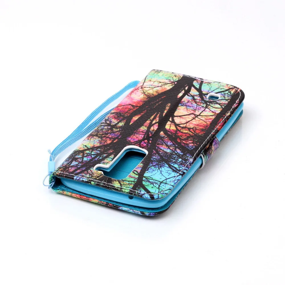 Красочные дерево Радуга кожа флип Стенд держатель кошелек + ремешок сумка чехол