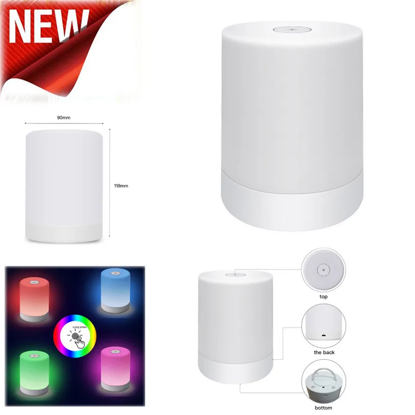 LED Table Lamp Bedside Nightstand Mood Night Light 120 RGB Colors Color Changing Modes for Bedroom Living Room #4JY3 | Лампы и