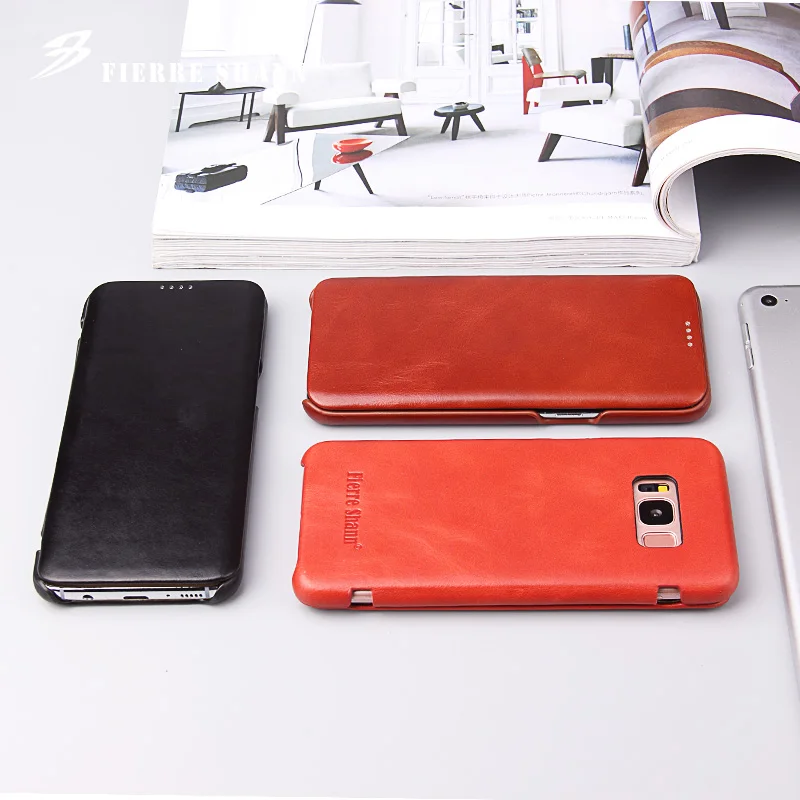 Fierre shann винтажный флип-чехол для Samsung Galaxy s8, чехол s8 plus, кожаный чехол из воловьей кожи, флип-чехол для телефона, крышка Capin