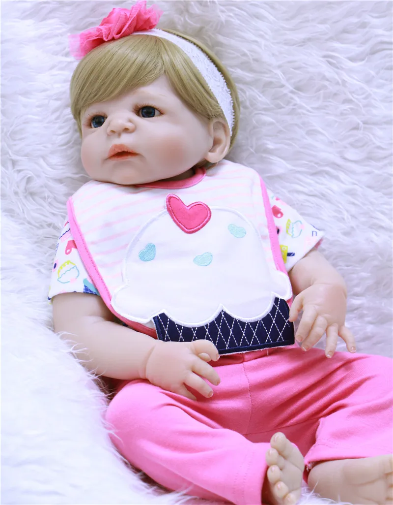 Кукла для девочки 22 дюйма со светлыми волосами силиконовая всего тела | Игрушки и