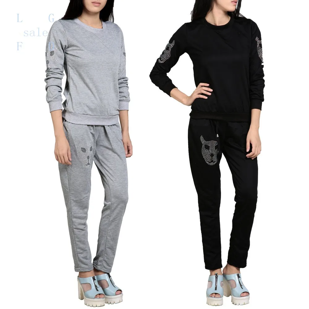 New 2015 fashion 2 piece women tracksuit Hoodies sport Sweatshirts suit sweatshirt+pants colors plus size 51 | Женская одежда