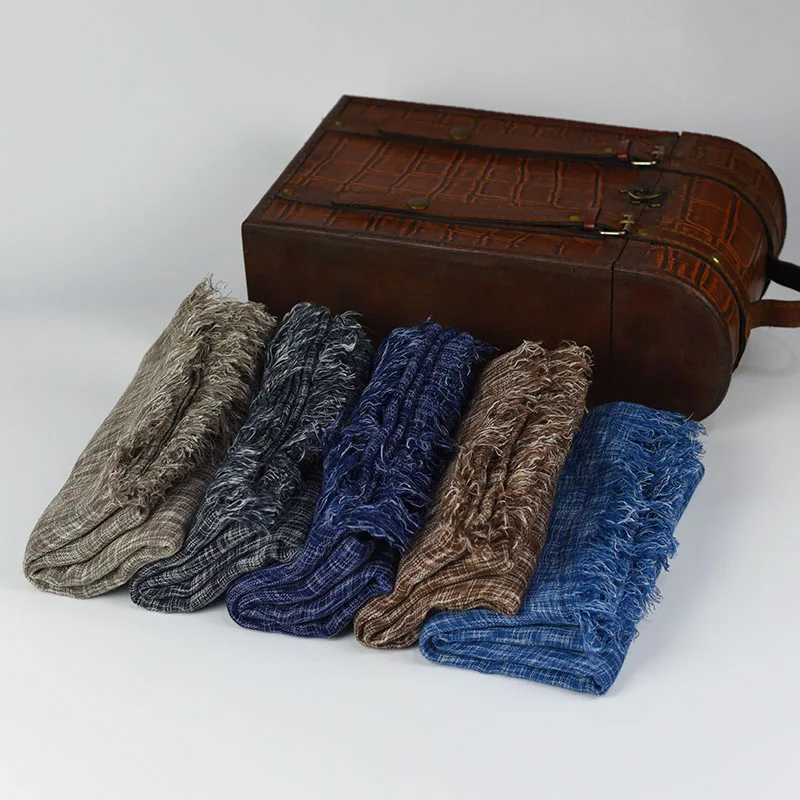 Весенний хлопковый шарф 2018 брендовый однотонный для мужчин джинсовые синие