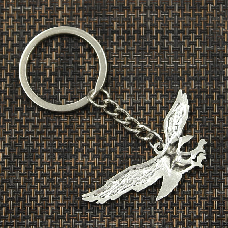 

Fashion 30mm Key Ring Metal Key Chain Keychain Jewelry Antique Silver Color Plated Hawk Eagle 28x50mm Pendant
