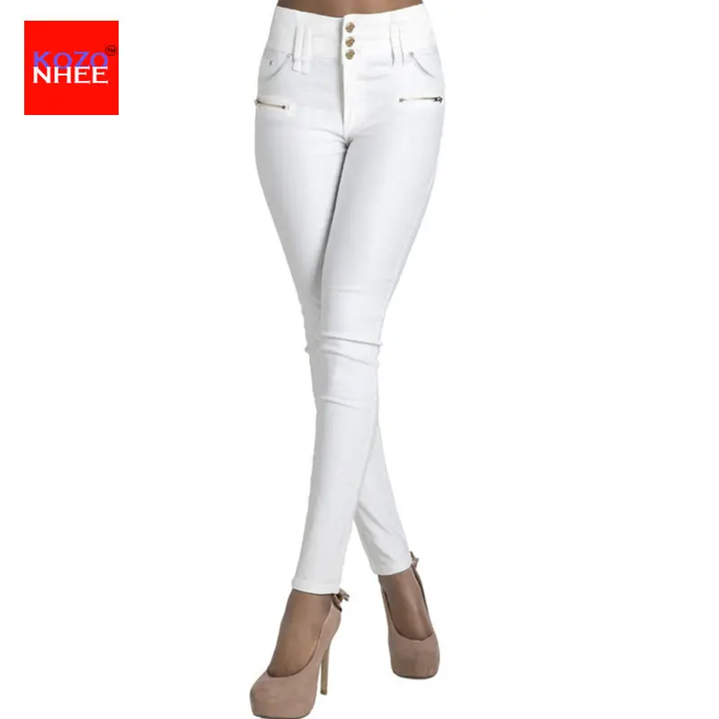 Белые эластичные джинсы карандаш с высокой талией|jeans with high waist|jeans withwhite stretch jeans |