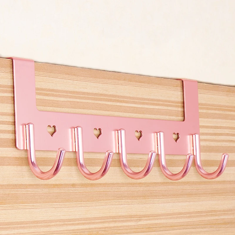 

BAIANLE Door Hooks Hanger Aluminum Garage Clothes Hanger Storage Organizer Rack Wall Mount 5 Hooks for Hanging Coats Jeans keys