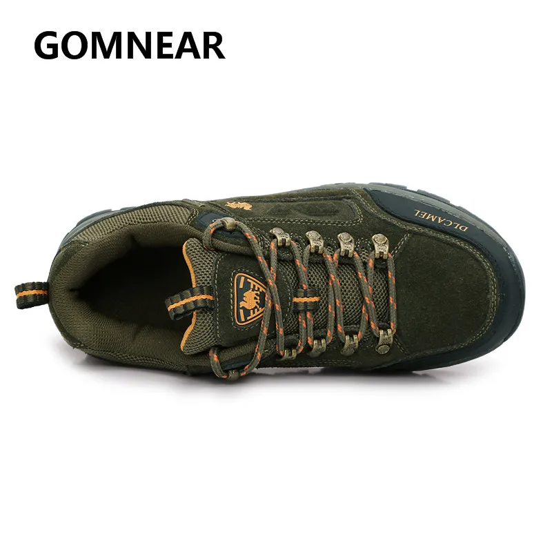 GOMNEAR Camel Shoes Men Genuine Leather Hiking Shoes Climbing Breathable Sneakers Outdoor Tourism Hiking Boots Mountain Shoes
