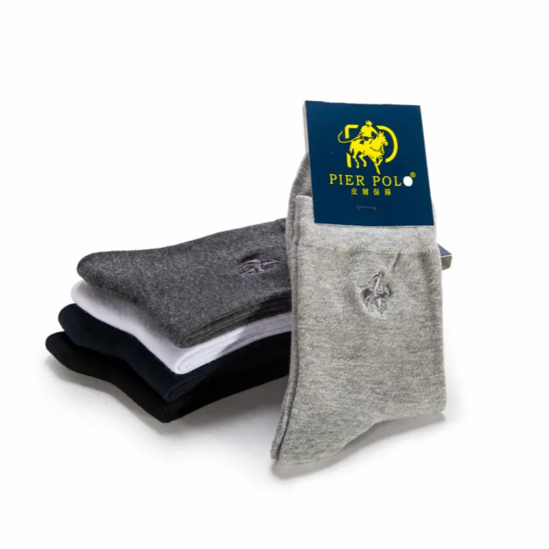 Распродажа, Pier Polo, осень и зима, новинка, хлопковые мужские носки с вышивкой, классические, 5 цветов, без пятки, мужские, повседневные