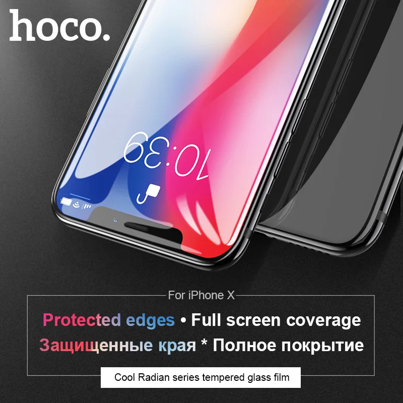 HOCO для Apple iPhone защитная пленка из закаленного стекла 0,25 мм Ультра тонкая защитная пленка 3D HD анти-синяя для iPhone X XR XS MAX