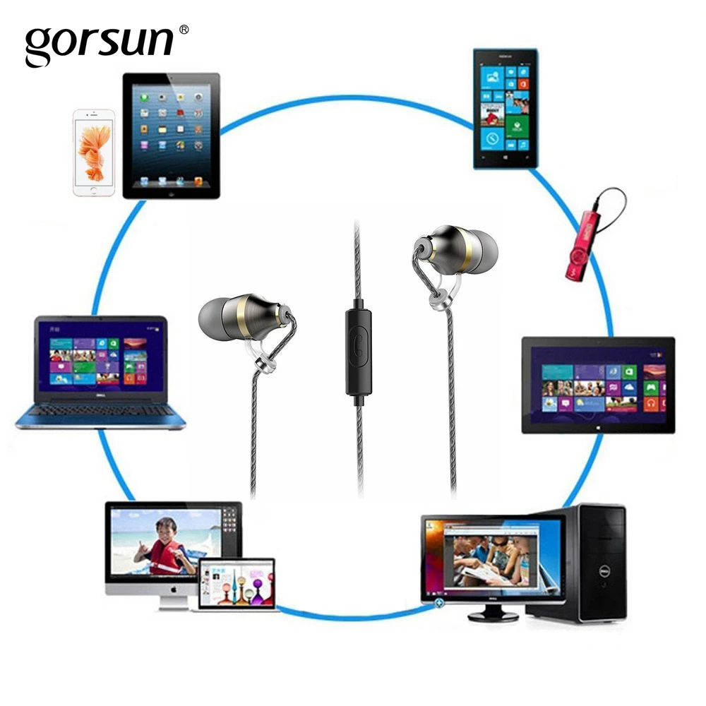Gorsun C7 стерео наушники в ухо с микрофоном шумоподавление вкладыши глубокий бас