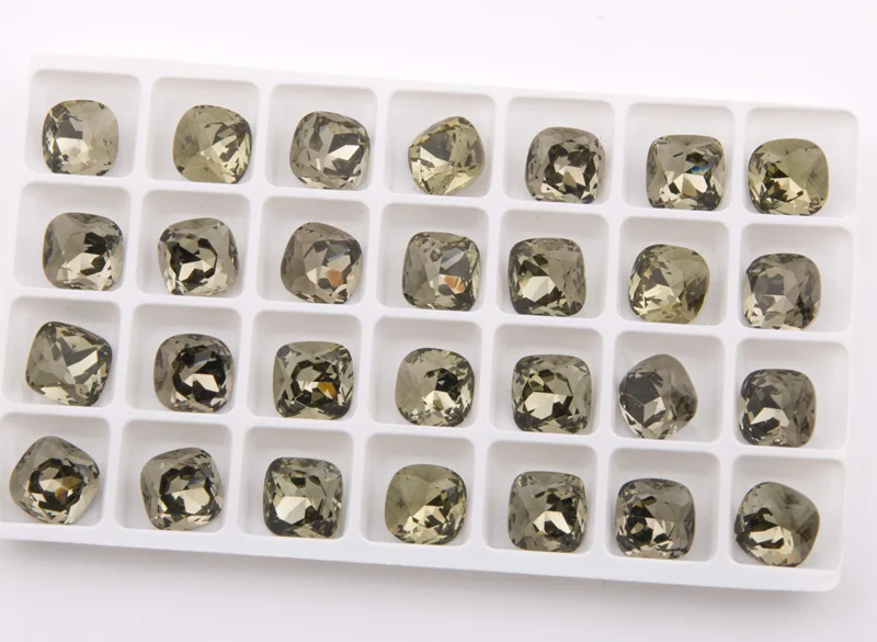 YANRUO #4470 All Sizes Black Diamond Cushion Cut Strass Glass Loose Beads Crystal Setting Point Back Fancy Stones | Дом и сад