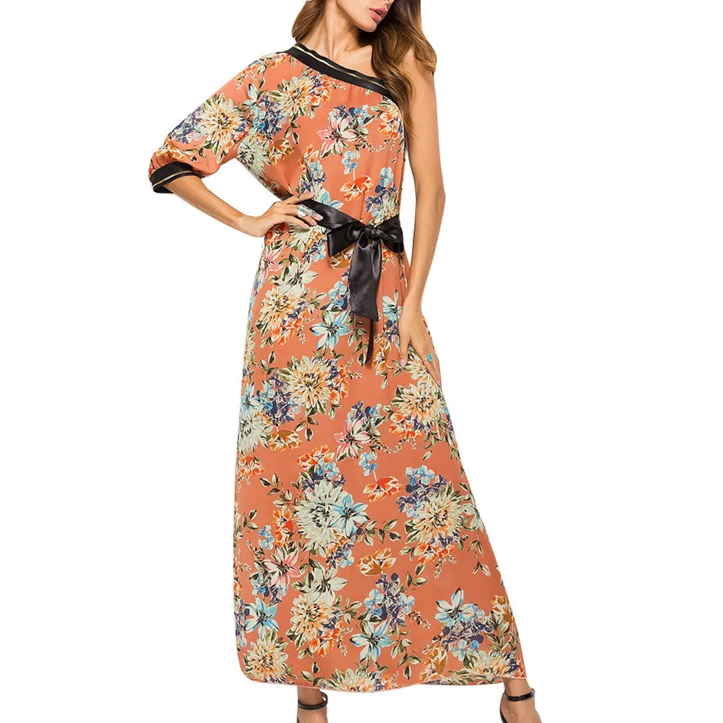 Бесплатная страусиное женское платье длинное богемное цветочное модное