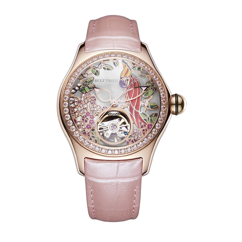 2019 Риф Тигр Топ Бренд роскошные женские часы Reloj Mujer кожа автоматические