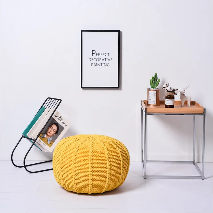 Большая подушка ручной вязки шерстяная круглая пуф пол Османская новый дизайн