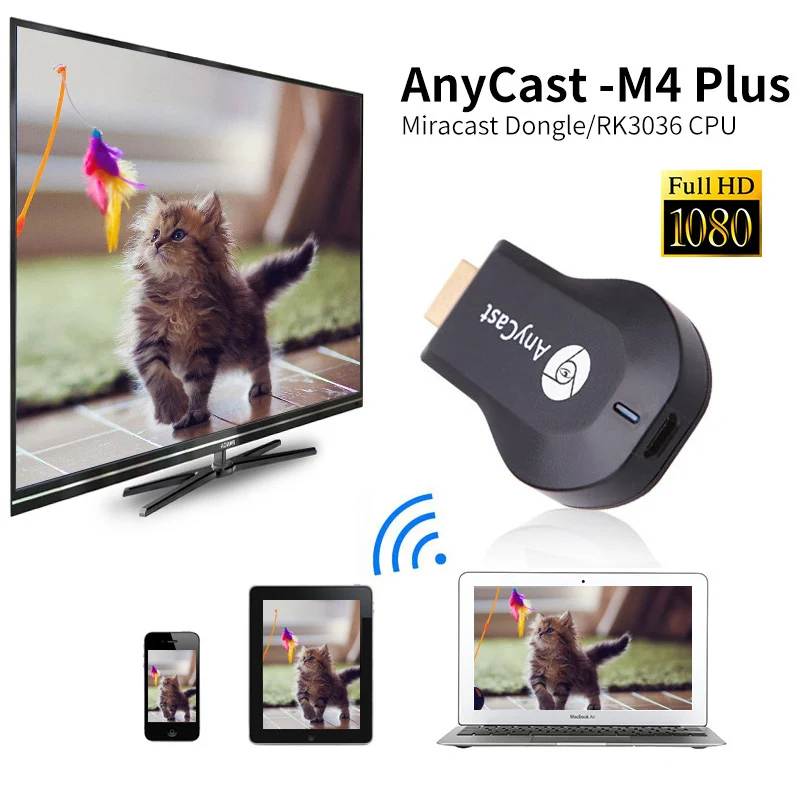 Для AnyCast M4 Plus беспроводной WiFi донгл приемник 1080P Дисплей HDMI медиа видео стример