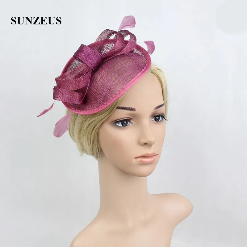 Льняные Свадебные шапки с бантом Топ Элегантные для женщин перьями женская